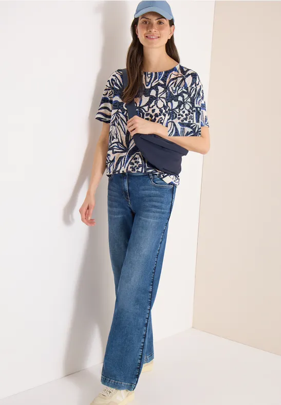Jersey-T-Shirt mit abstraktem Print