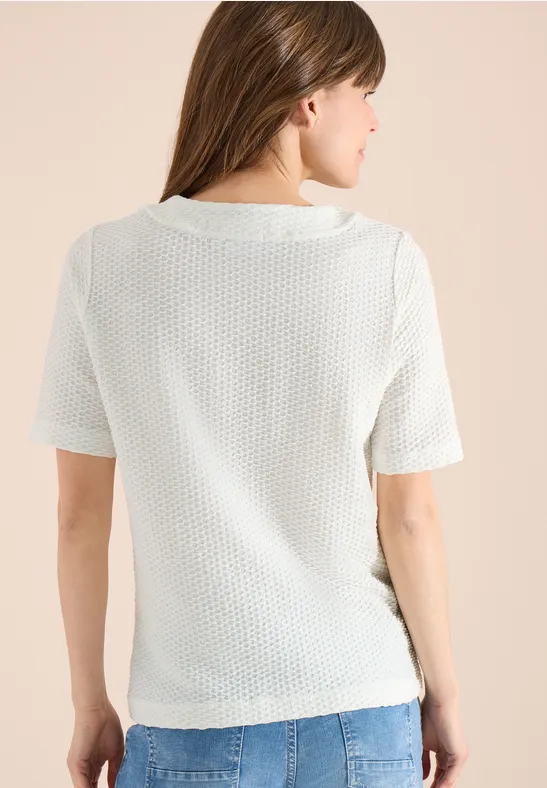 Kurzarm-T-Shirt mit Struktur und Kordelzug