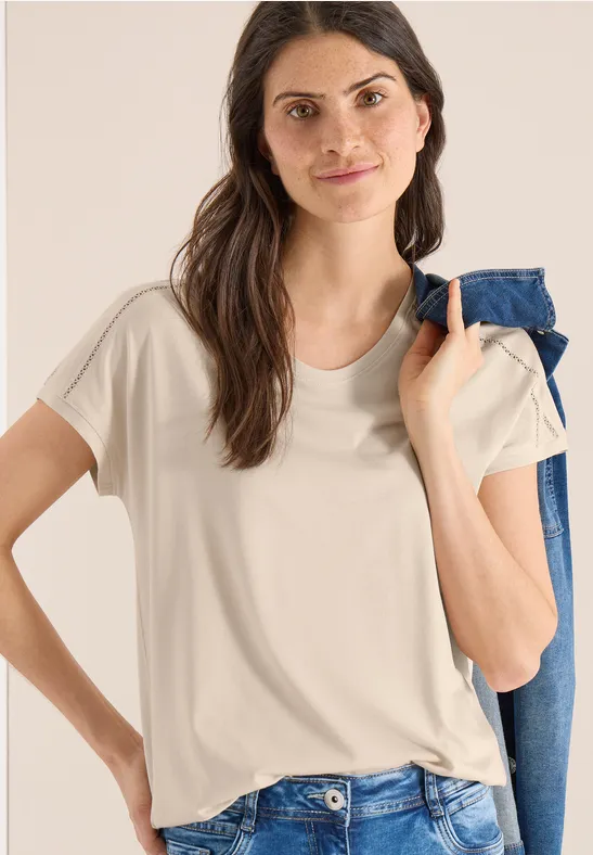 Damen Casual T-Shirt mit Spitzendetail