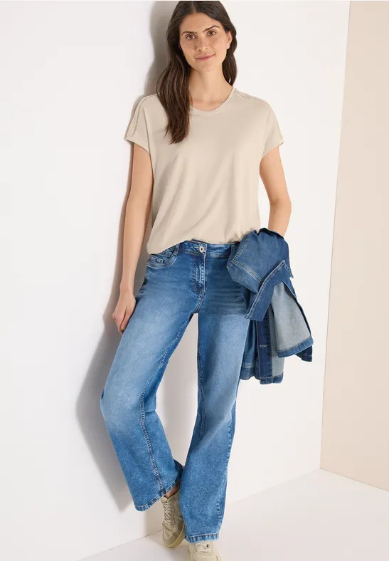 Damen Casual T-Shirt mit Spitzendetail