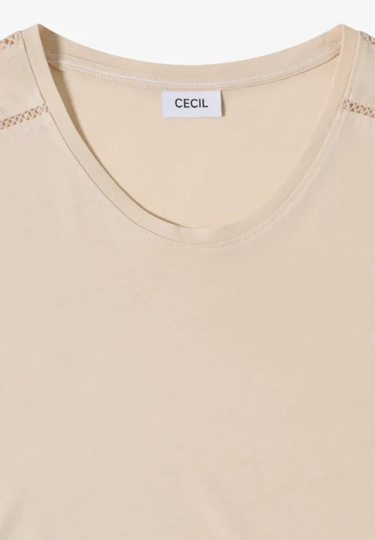 Damen Casual T-Shirt mit Spitzendetail
