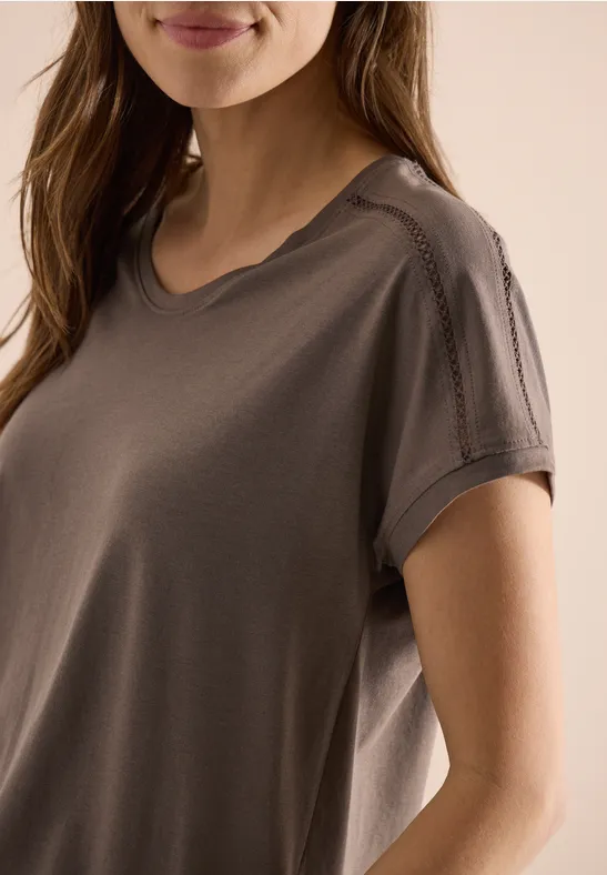 Damen Casual T-Shirt mit Spitzendetail