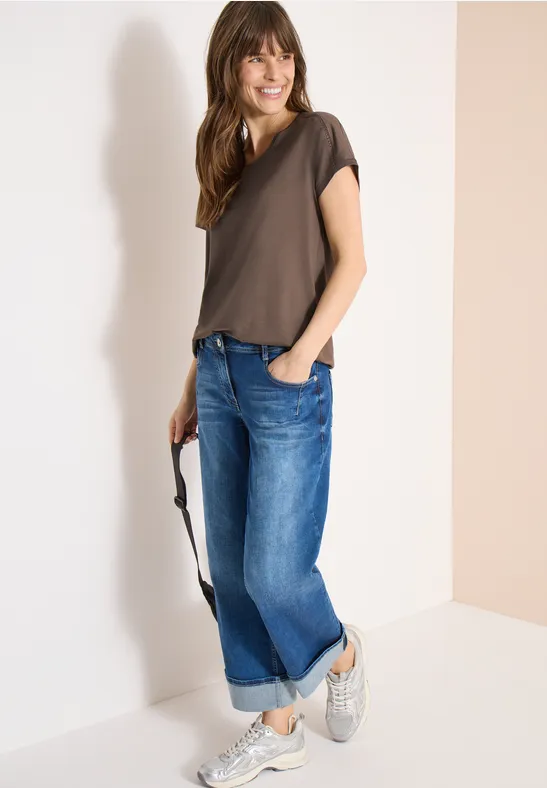 Damen Casual T-Shirt mit Spitzendetail