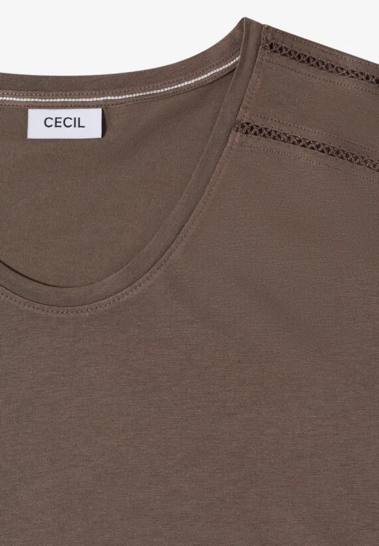 Damen Casual T-Shirt mit Spitzendetail
