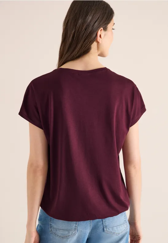 Lässiges Damen T-Shirt mit Spitzendetail, Rot