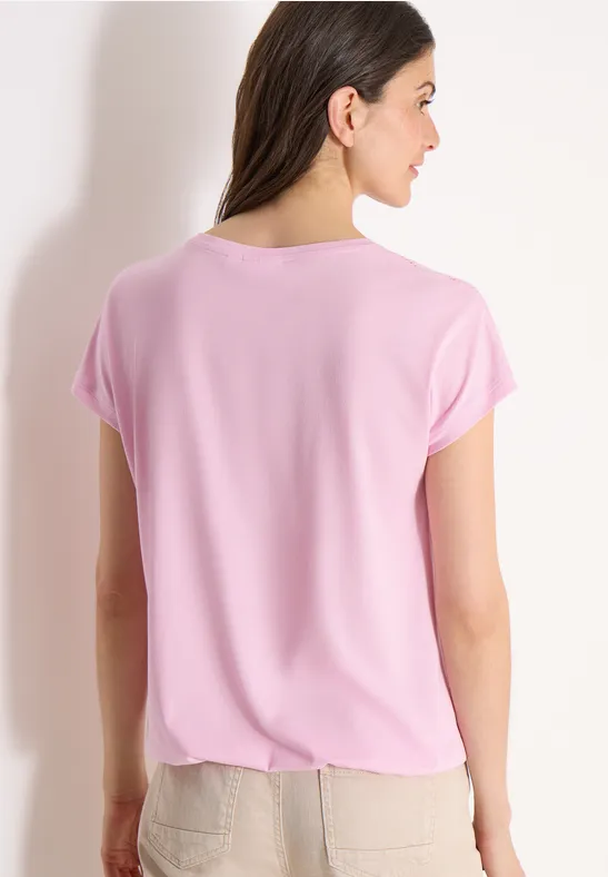 Damen T-Shirt mit V-Ausschnitt und Spitze