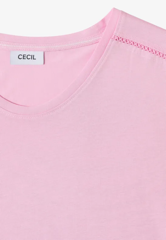 Damen T-Shirt mit V-Ausschnitt und Spitze