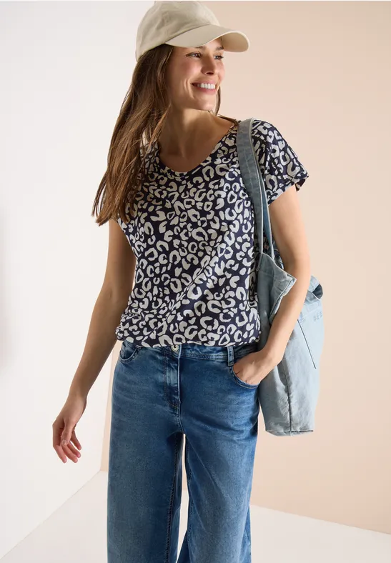 Kurzarmshirt mit Leopardenmuster