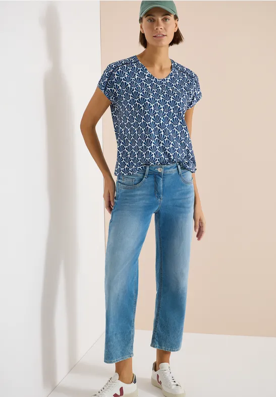 Damen Kurzarm T-Shirt mit Muster