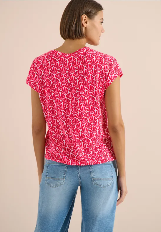 T-Shirt mit Muschelprint und kurzen Ärmeln
