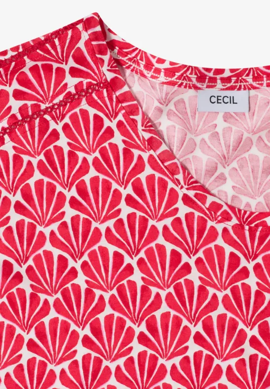 T-Shirt mit Muschelprint und kurzen Ärmeln