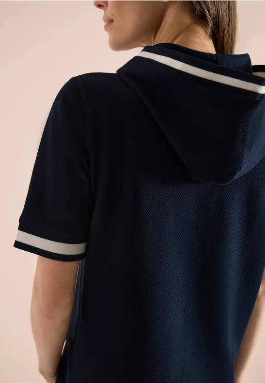 Marineblaues Kurzarm-Hoodie-Shirt