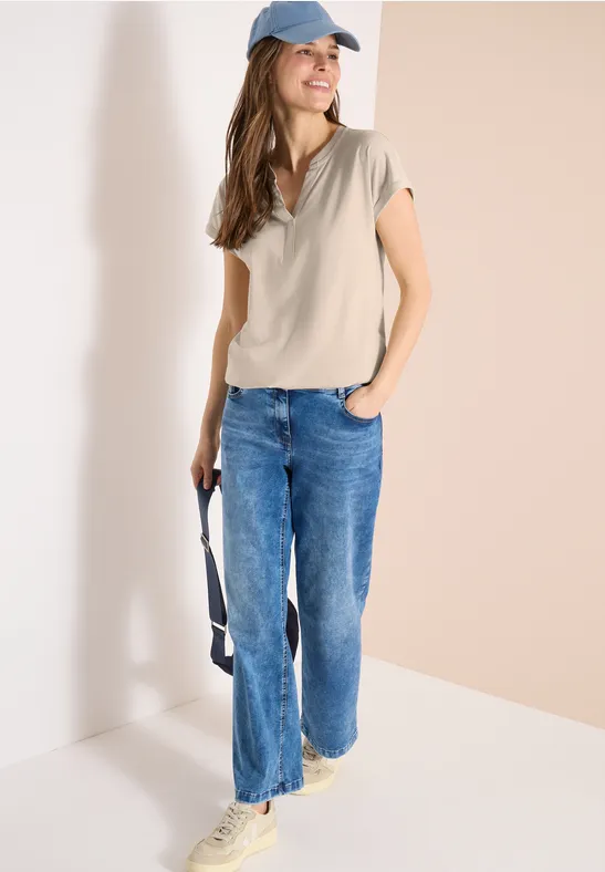 Lässiges Shirt im Tunika-Stil, Beige
