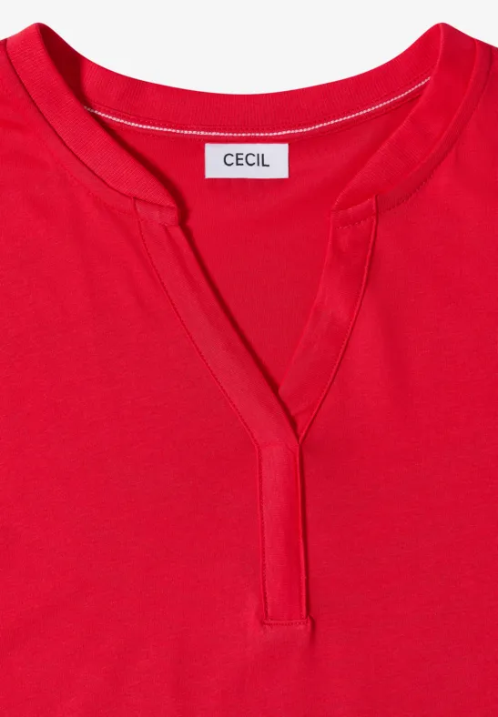Lässiges Tunika-Shirt mit Schlitzkragen