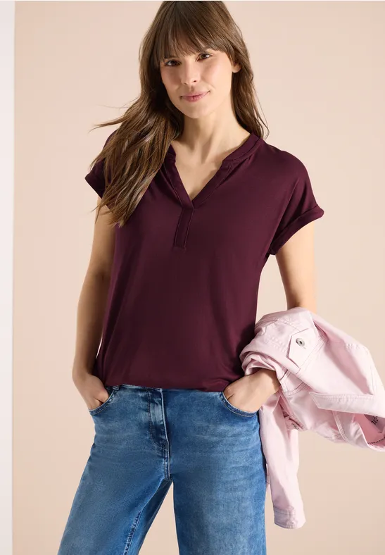 Lässiges Tunika-Shirt mit Schlitzkragen