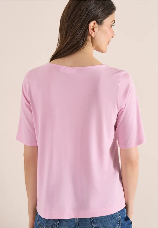 Lässiges Shirt mit U-Boot-Ausschnitt und Aufschrift