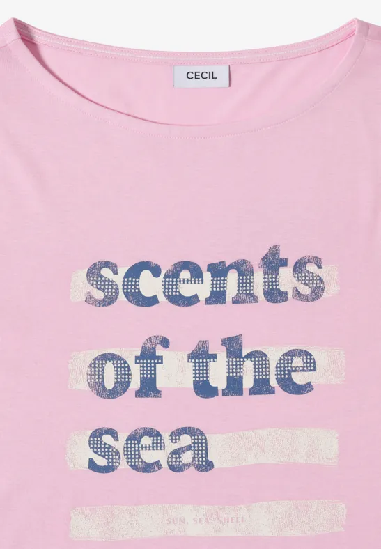 Lässiges Shirt mit U-Boot-Ausschnitt und Aufschrift