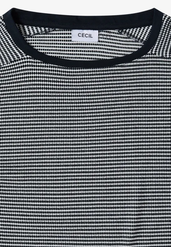 Cecil Damen Shirt mit Boatneck und Struktur in Blau, Gr: L