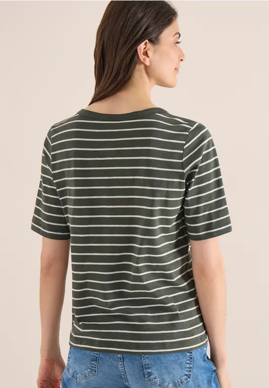 Gestreiftes T-Shirt mit Rundhalsausschnitt