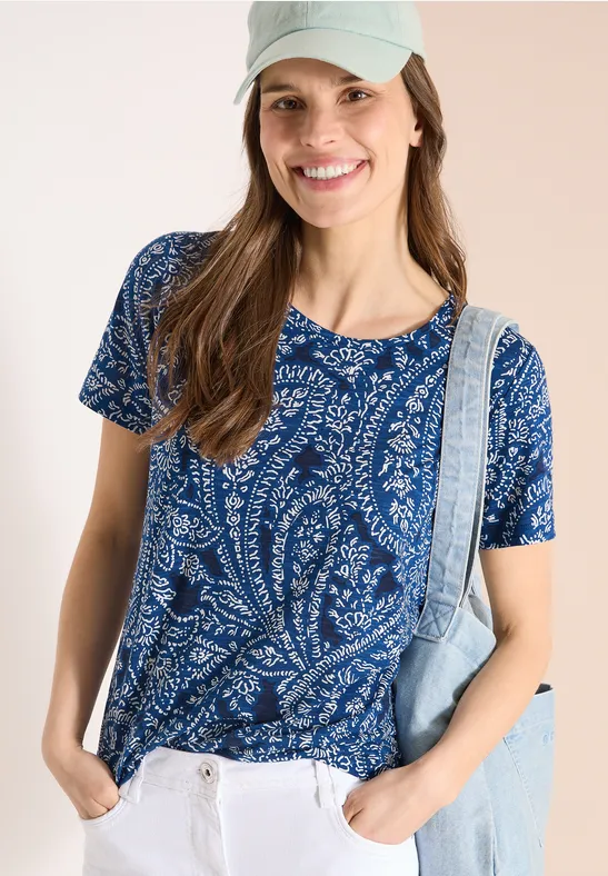 T-Shirt mit Paisley-Print und kurzen Ärmeln