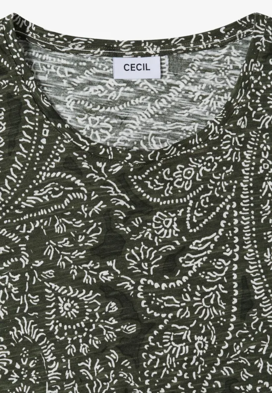 Grünes T-Shirt mit Paisley-Print
