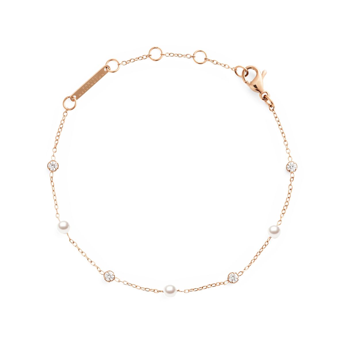 Perlen- und Kristall-Roségoldarmband