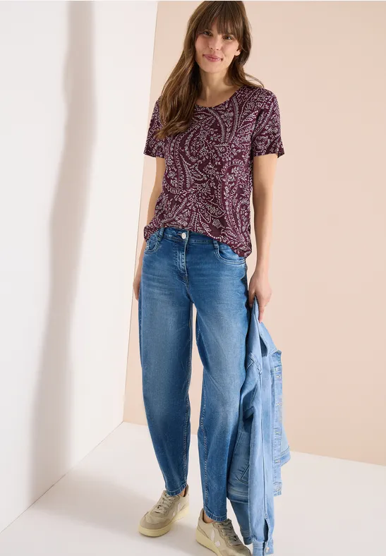 Lässiges T-Shirt mit Paisley-Print