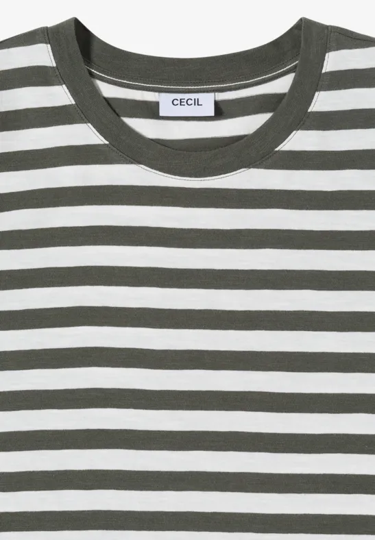 Gestreiftes Baumwoll-T-Shirt mit Rundhalsausschnitt