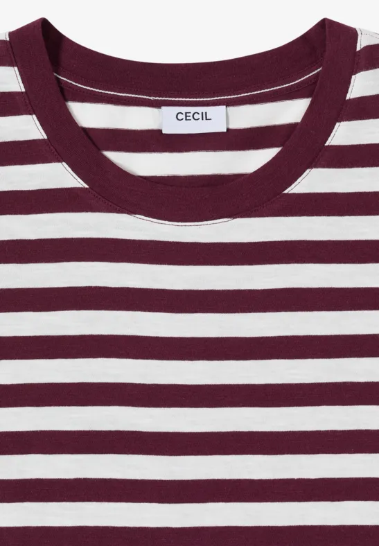 Gestreiftes Baumwoll-T-Shirt mit Rundhalsausschnitt