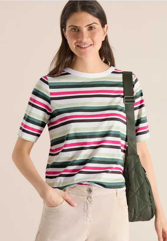 Gestreiftes Kurzarm Freizeit T-Shirt