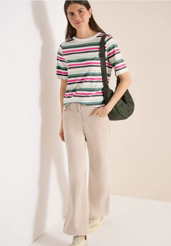 Gestreiftes Kurzarm Freizeit T-Shirt