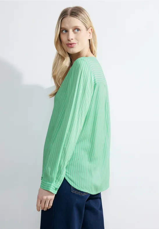 Gestreiftes Langarm-Shirt mit Knopfleiste