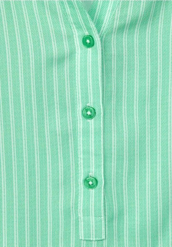 Gestreiftes Langarm-Shirt mit Knopfleiste