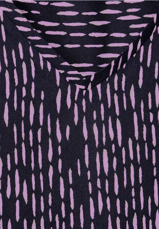 Langärmlige Bluse mit V-Ausschnitt und Print