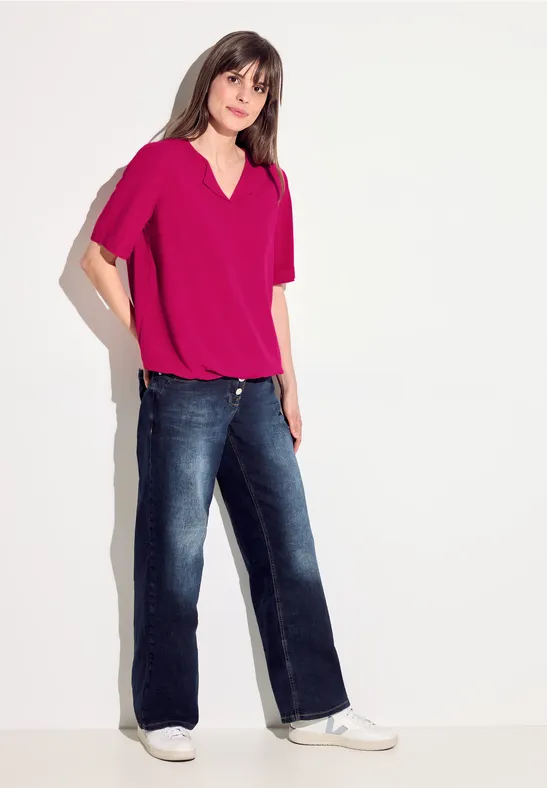 Bluse mit V-Ausschnitt und lockerer Passform