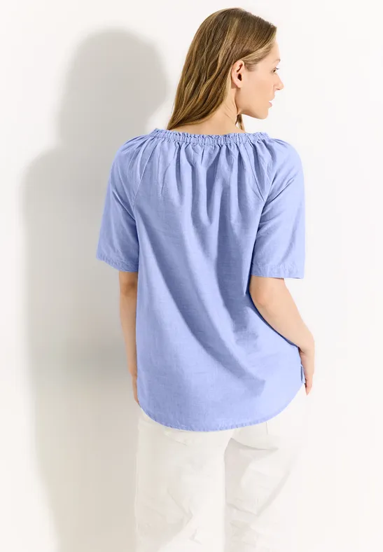Damen Chambray Kurzarm Bluse