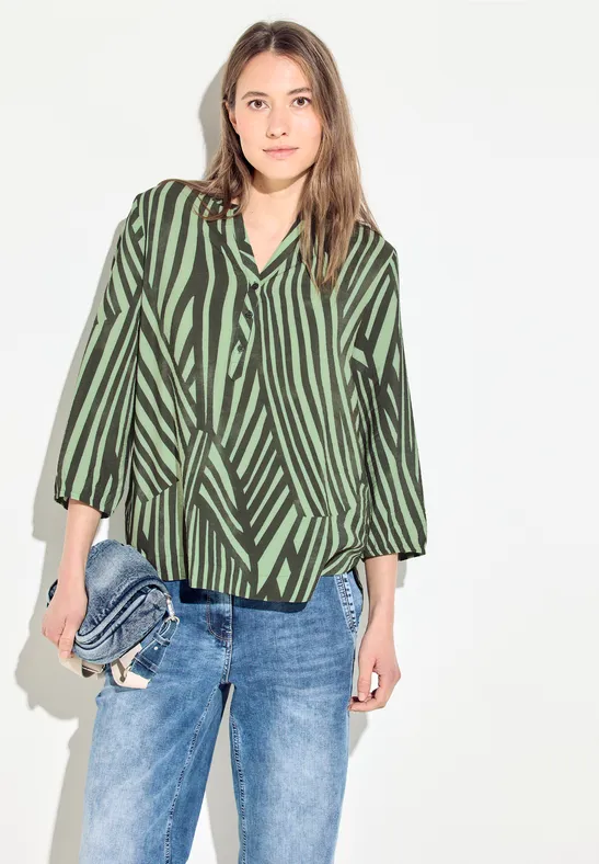 Gestreifte 3/4-Arm Tunika Bluse