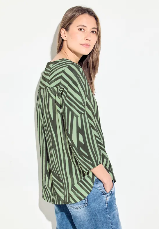 Gestreifte 3/4-Arm Tunika Bluse