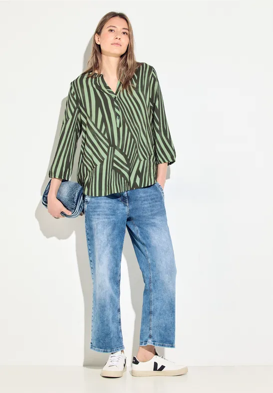Gestreifte 3/4-Arm Tunika Bluse