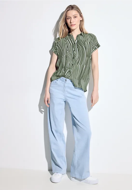 Gestreifte Kurzarm Bluse Shirt
