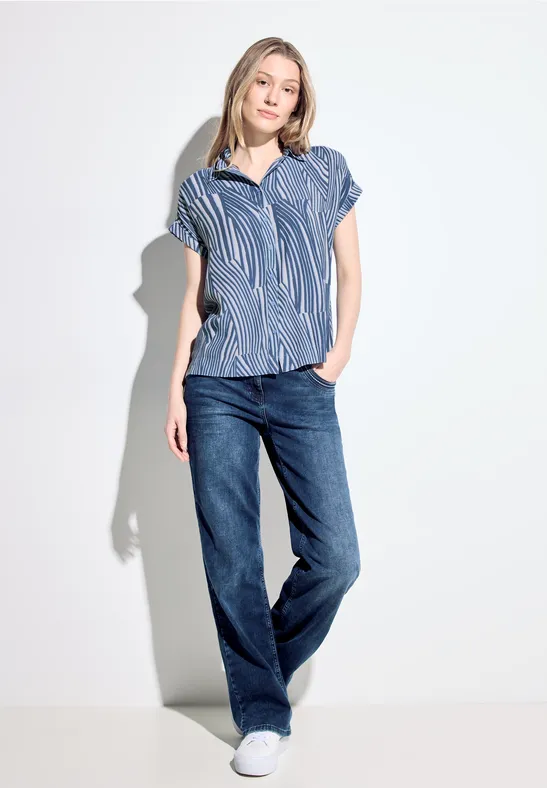 Gestreifte Kurzarm-Bluse
