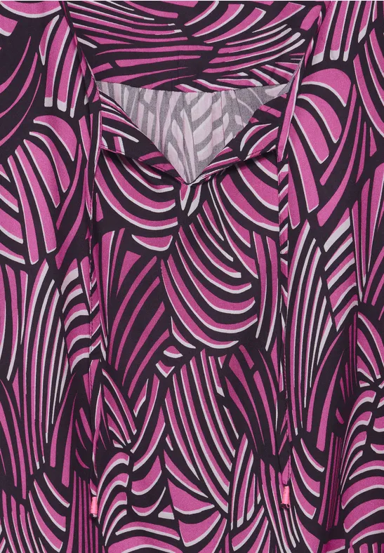 Tunika Bluse mit V-Ausschnitt und Print
