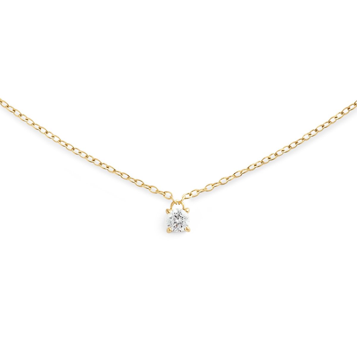 Zierliche Solitär-Halskette mit Anhänger, Gold