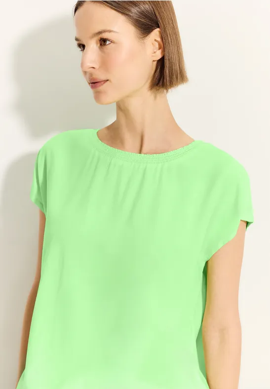 Bluse mit Rundhalsausschnitt und lockerer Passform