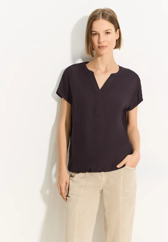 Damen Kurzarm Bluse mit V-Ausschnitt