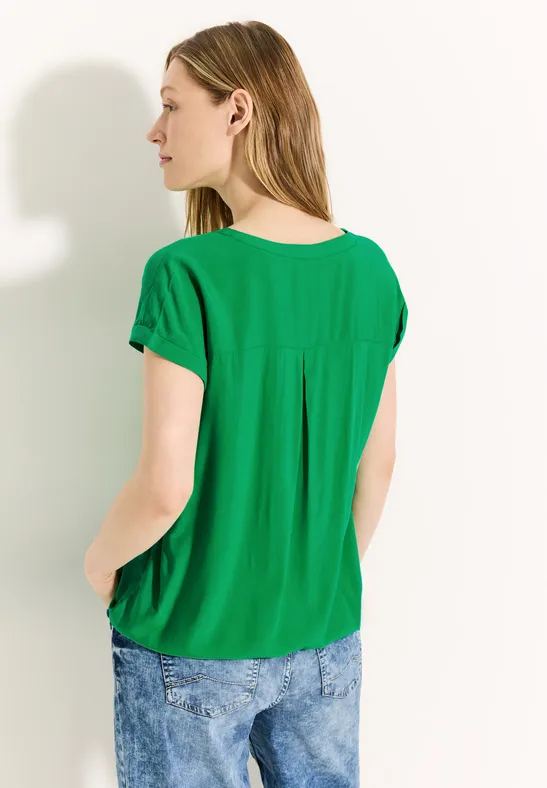 Grüne Viskose Bluse mit Knopfleiste