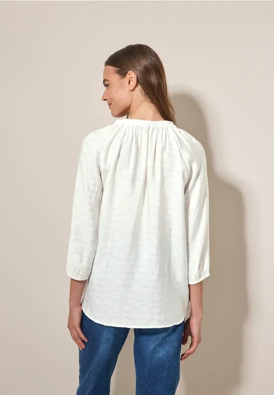 Strukturierte Jacquard Tunika Bluse mit Bindeband