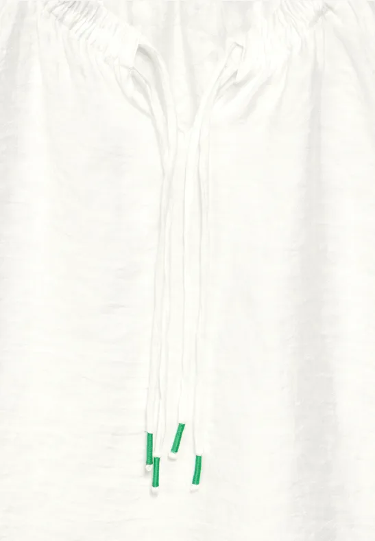Strukturierte Jacquard Tunika Bluse mit Bindeband