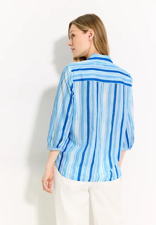 Gestreifte Baumwollbluse mit Knopfleiste