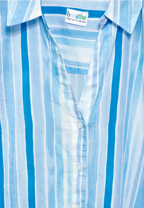 Gestreifte Baumwollbluse mit Knopfleiste
